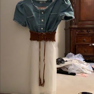 Cute half jean dress with detachable belt